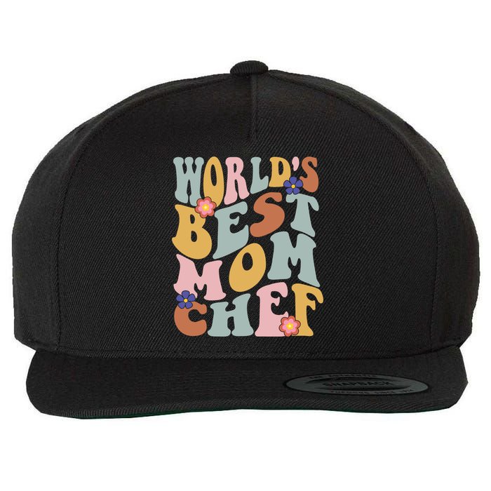 Retro Groovy Worlds Best Mom Chef Groovy Baking Mom Gift Wool Snapback Cap