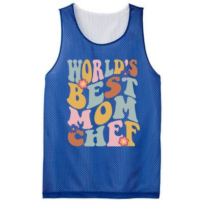 Retro Groovy Worlds Best Mom Chef Groovy Baking Mom Gift Mesh Reversible Basketball Jersey Tank