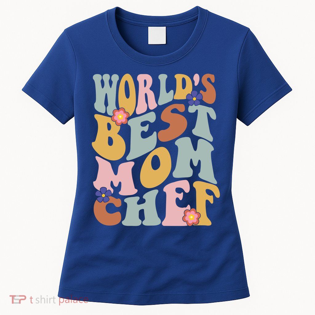 Retro Groovy Worlds Best Mom Chef Groovy Baking Mom Gift Womens T-Shirt