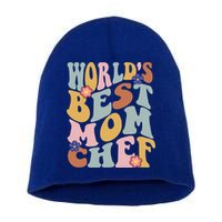Retro Groovy Worlds Best Mom Chef Groovy Baking Mom Gift Short Acrylic Beanie