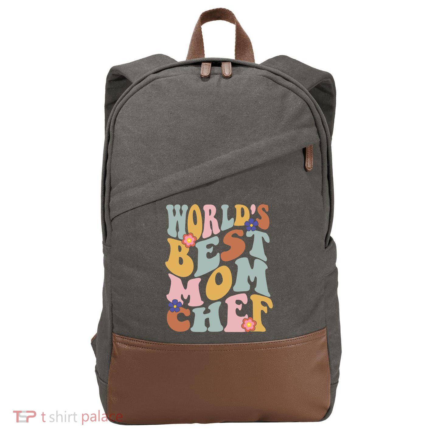 Retro Groovy Worlds Best Mom Chef Groovy Baking Mom Gift Cotton Canvas Backpack