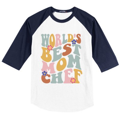 Retro Groovy Worlds Best Mom Chef Groovy Baking Mom Gift Baseball Sleeve Shirt