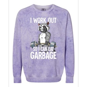 Raccoon Gym Weight Training I Work Out So I Can Eat Garbage Colorblast Crewneck Sweatshirt