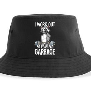 Raccoon Gym Weight Training I Work Out So I Can Eat Garbage Sustainable Bucket Hat