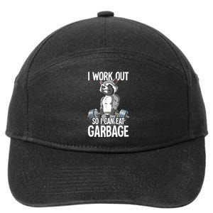 Raccoon Gym Weight Training I Work Out So I Can Eat Garbage 7-Panel Snapback Hat