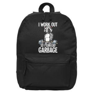 Raccoon Gym Weight Training I Work Out So I Can Eat Garbage 16 in Basic Backpack