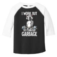 Raccoon Gym Weight Training I Work Out So I Can Eat Garbage Toddler Fine Jersey T-Shirt