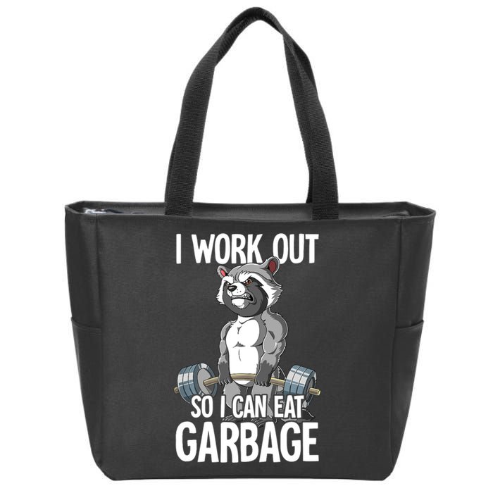 Raccoon Gym Weight Training I Work Out So I Can Eat Garbage Zip Tote Bag