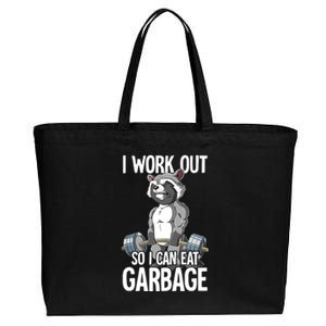 Raccoon Gym Weight Training I Work Out So I Can Eat Garbage Cotton Canvas Jumbo Tote