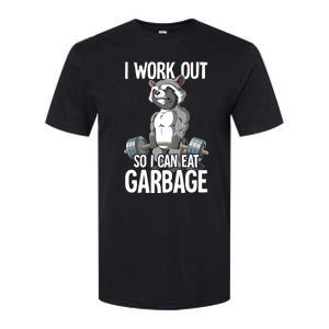 Raccoon Gym Weight Training I Work Out So I Can Eat Garbage Softstyle CVC T-Shirt