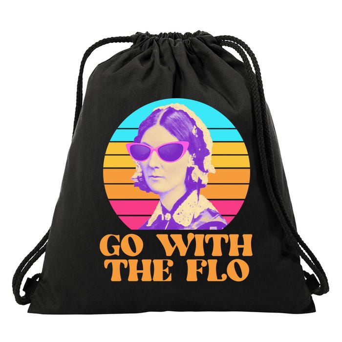 Retro Go With The Flow Nurse Practitioner Florence Nightingale Drawstring Bag