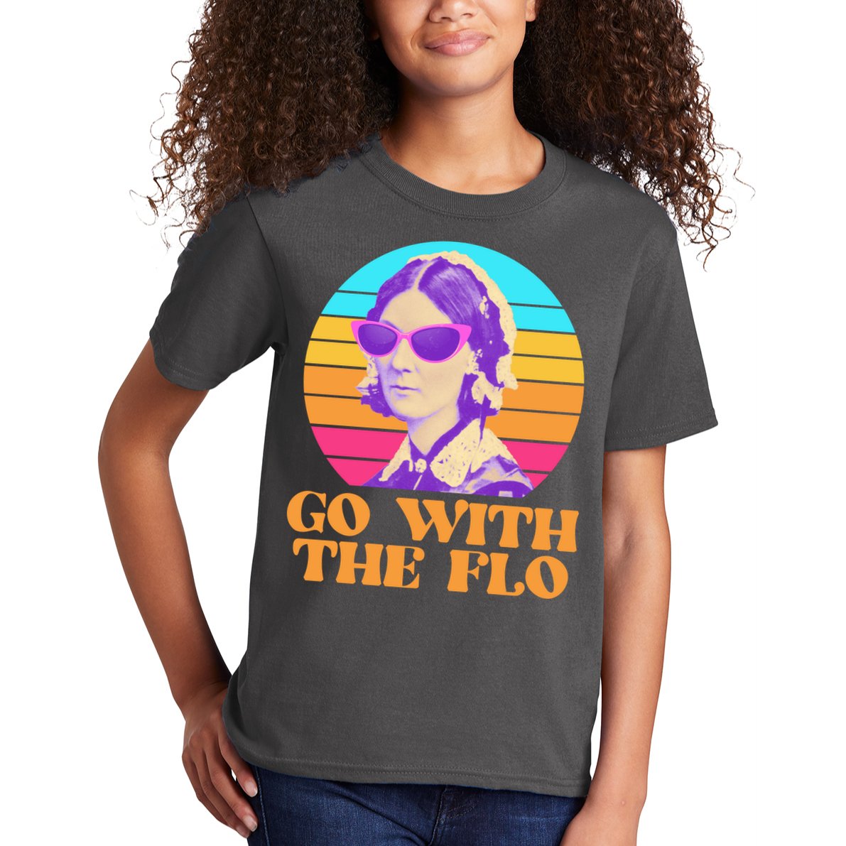 Retro Go With The Flow Nurse Practitioner Florence Nightingale Kids T-Shirt