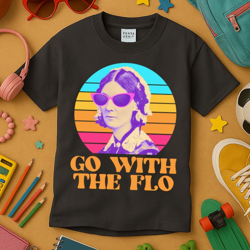 Retro Go With The Flow Nurse Practitioner Florence Nightingale Kids T-Shirt