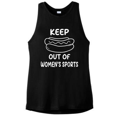 Riley Gaines Wearing Keep Hotdogs Out Of Sports 1 Ladies PosiCharge Tri-Blend Wicking Tank