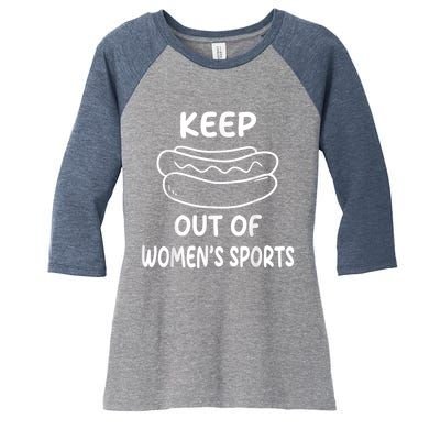 Riley Gaines Wearing Keep Hotdogs Out Of Sports 1 Women's Tri-Blend 3/4-Sleeve Raglan Shirt