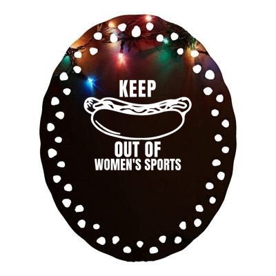 Riley Gaines Wearing Keep Hotdogs Out Of Sports 3 Ceramic Oval Ornament