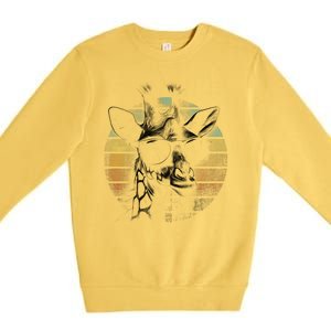 Retro Giraffe Wearing Sun Glasses Premium Crewneck Sweatshirt