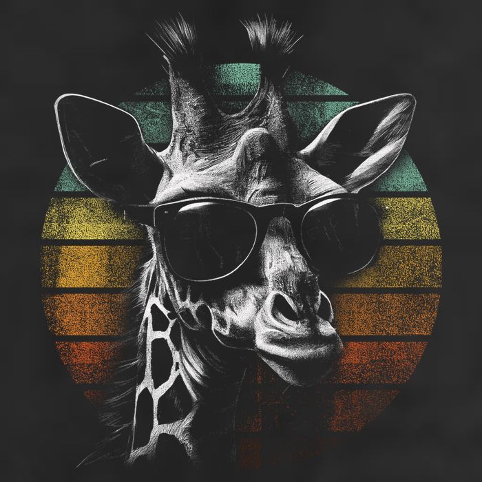 Retro Giraffe Wearing Sun Glasses 7 Panel Mesh Trucker Snapback Hat