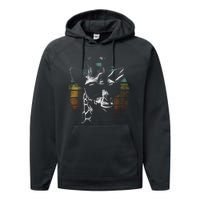 Retro Giraffe Wearing Sun Glasses Performance Fleece Hoodie