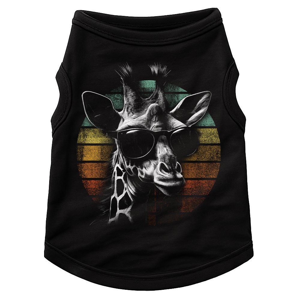 Retro Giraffe Wearing Sun Glasses Doggie Tank
