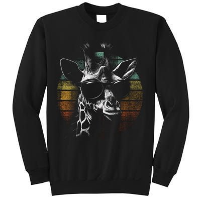 Retro Giraffe Wearing Sun Glasses Sweatshirt