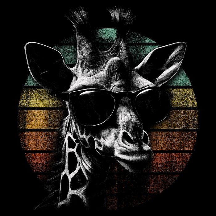 Retro Giraffe Wearing Sun Glasses Button