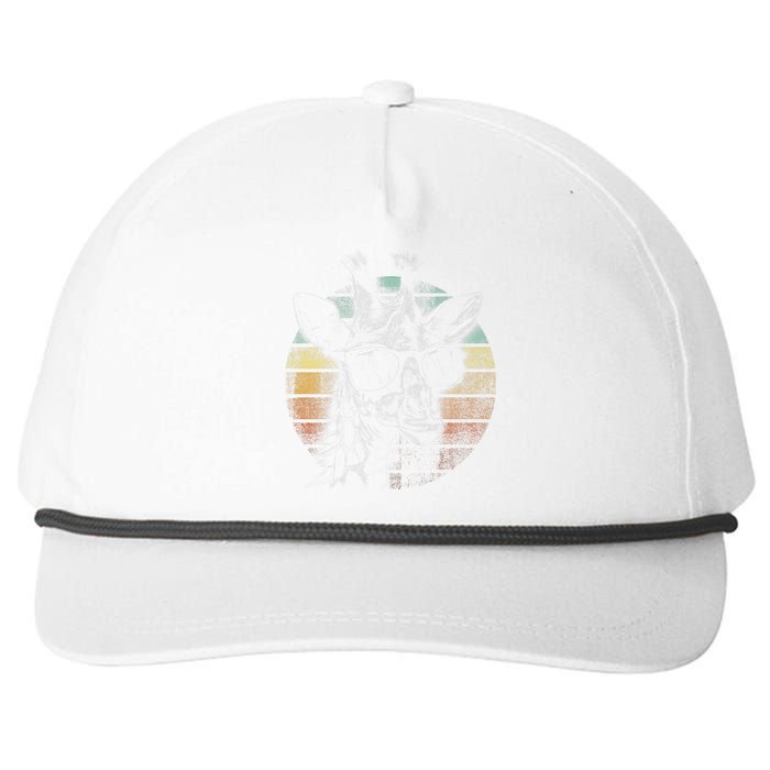 Retro Giraffe Wearing Sun Glasses Snapback Five-Panel Rope Hat