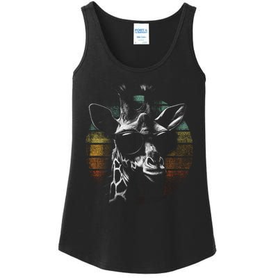 Retro Giraffe Wearing Sun Glasses Ladies Essential Tank