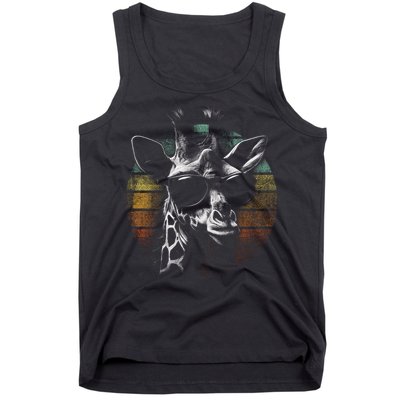 Retro Giraffe Wearing Sun Glasses Tank Top