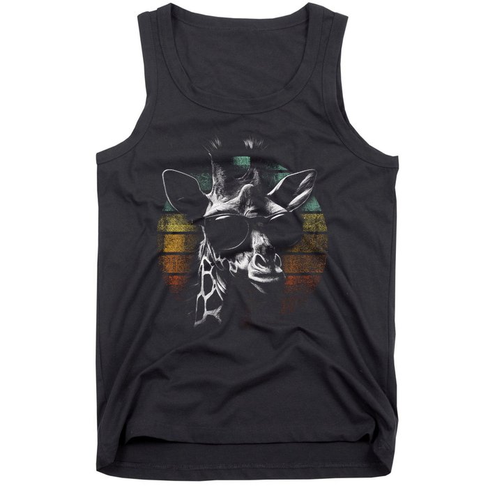 Retro Giraffe Wearing Sun Glasses Tank Top