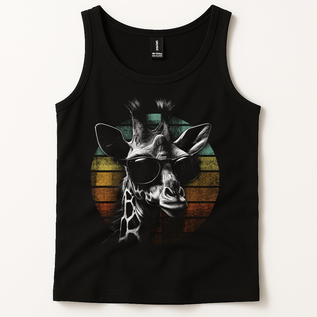 Retro Giraffe Wearing Sun Glasses Tank Top