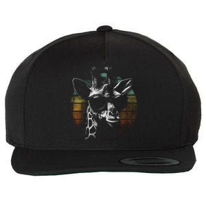 Retro Giraffe Wearing Sun Glasses Wool Snapback Cap