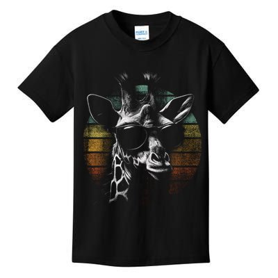 Retro Giraffe Wearing Sun Glasses Kids T-Shirt