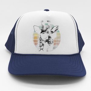 Retro Giraffe Wearing Sun Glasses Trucker Hat