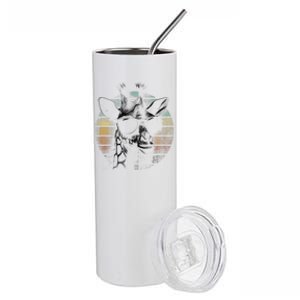 Retro Giraffe Wearing Sun Glasses Stainless Steel Tumbler