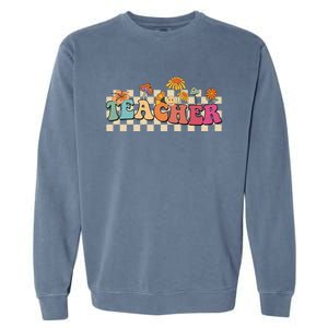 Retro Groovy Wildflower Teacher Inspirational Appreciation Cool Gift Garment-Dyed Sweatshirt