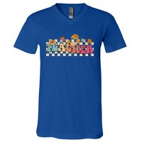 Retro Groovy Wildflower Teacher Inspirational Appreciation Cool Gift V-Neck T-Shirt