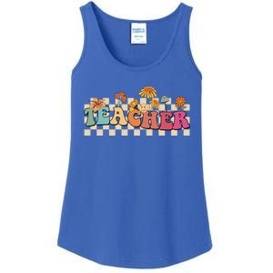 Retro Groovy Wildflower Teacher Inspirational Appreciation Cool Gift Ladies Essential Tank