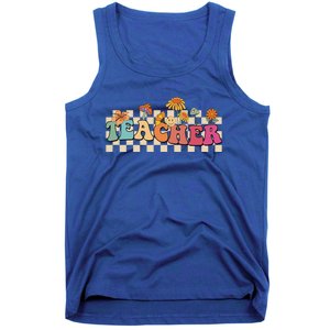 Retro Groovy Wildflower Teacher Inspirational Appreciation Cool Gift Tank Top