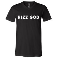 Rizz God W Rizz Game Alpha L Rizz Game V-Neck T-Shirt