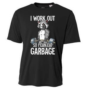 Raccoon Gym Weight Training I Work Out So I Can Eat Garbage Cooling Performance Crew T-Shirt