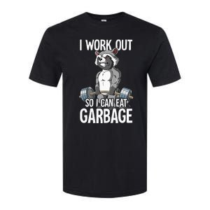 Raccoon Gym Weight Training I Work Out So I Can Eat Garbage Softstyle CVC T-Shirt