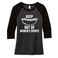 Riley Gaines Wearing Keep Hotdogs Out Of Sports Women's Tri-Blend 3/4-Sleeve Raglan Shirt