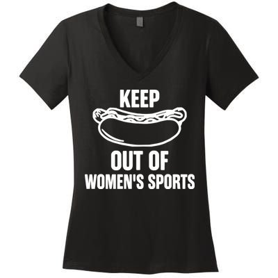 Riley Gaines Wearing Keep Hotdogs Out Of Sports Women's V-Neck T-Shirt