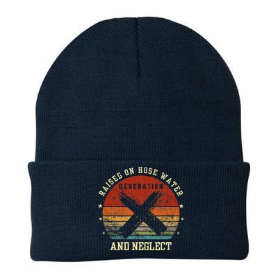 Retro Generation X Gen X Raised On Hose Water And Neglect Knit Cap Winter Beanie