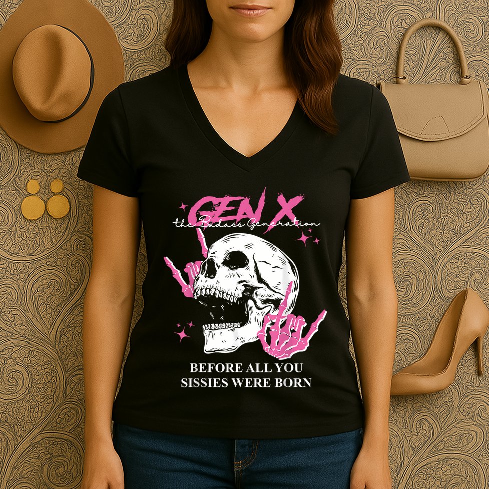 Retro Gen X The Badasss Generation Before All You Sissies Women's V-Neck T-Shirt