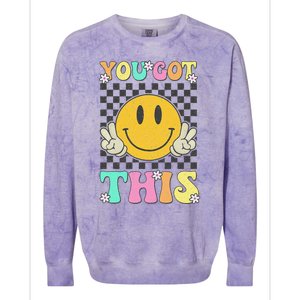 Retro Groovy You Got This Motivational Testing Day Teacher Colorblast Crewneck Sweatshirt