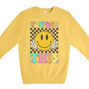 Retro Groovy You Got This Motivational Testing Day Teacher Premium Crewneck Sweatshirt