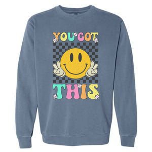 Retro Groovy You Got This Motivational Testing Day Teacher Garment-Dyed Sweatshirt