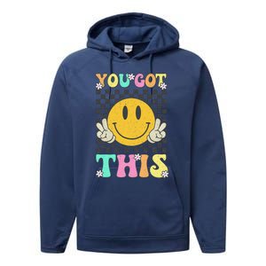 Retro Groovy You Got This Motivational Testing Day Teacher Performance Fleece Hoodie